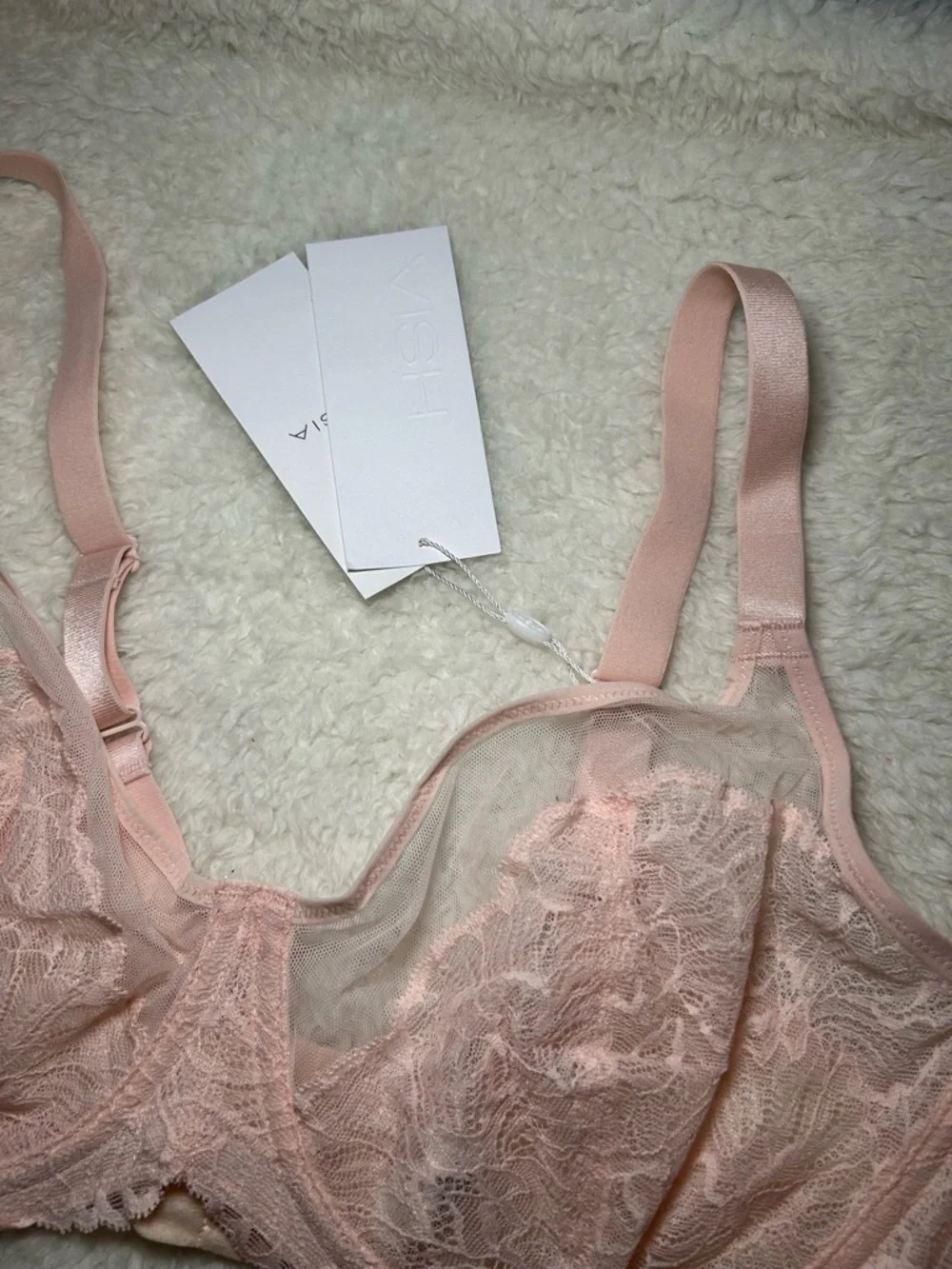 HSIA Lace Underwire Bra 38D Light Pink NEW